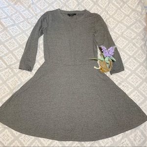 🍓Forever 21 Grey Long Sleeve Skater Dress